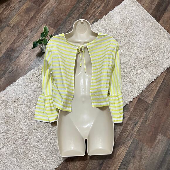 Urban Outfitters Kimchi Blue Bohemian Striped Bell Sleeve Open Back Crop Top NWT - Picture 7 of 8